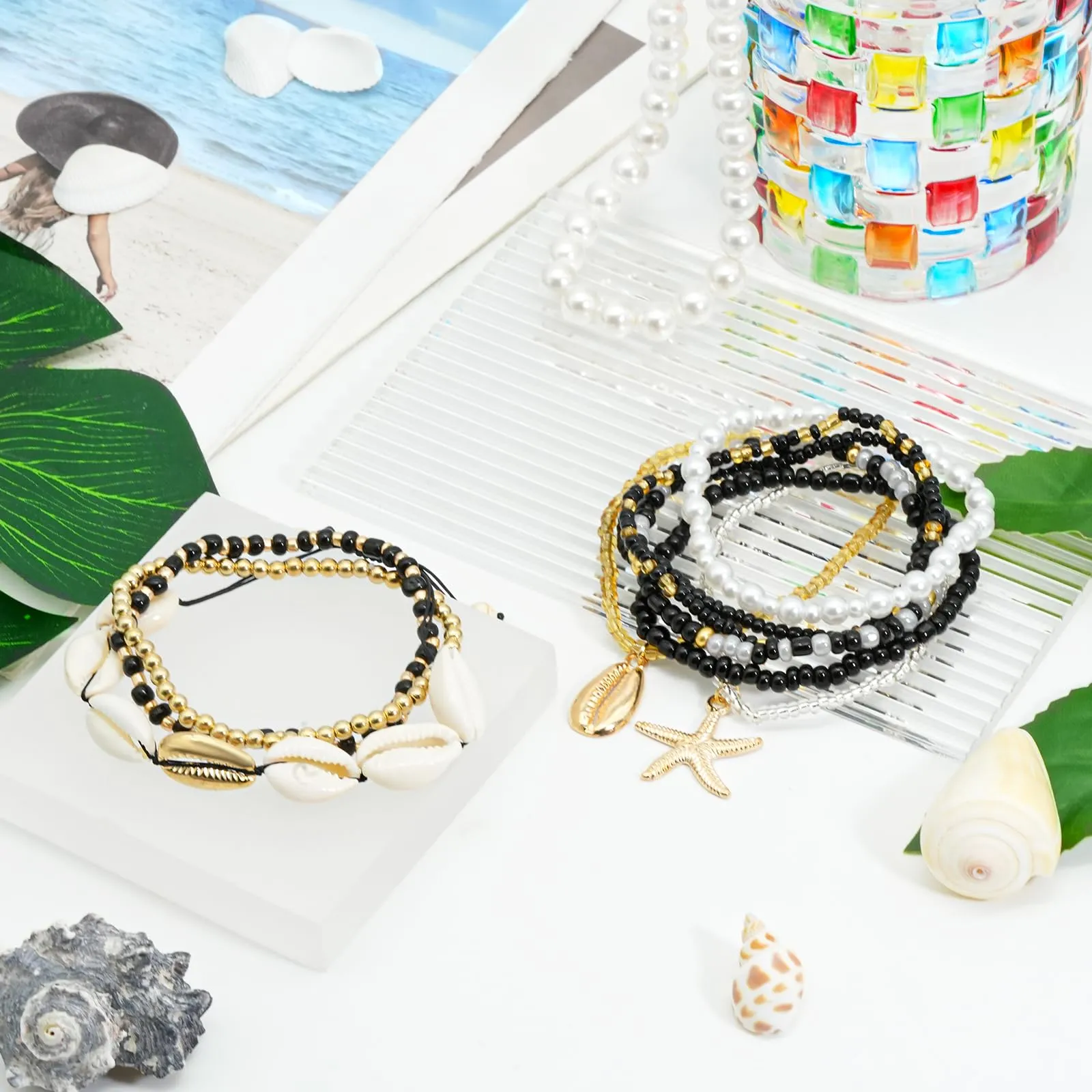 Handmade Summer String Bracelets for Women - Boho Braided Adjustable Beaded Waterproof Surfer Beach Bracelet Jewelry for Women Men