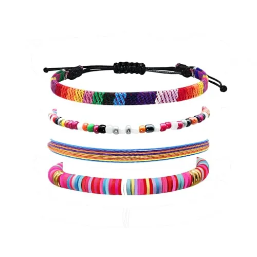 Handmade Summer String Bracelets for Women - Boho Braided Adjustable Beaded Waterproof Surfer Beach Bracelet Jewelry for Women Men
