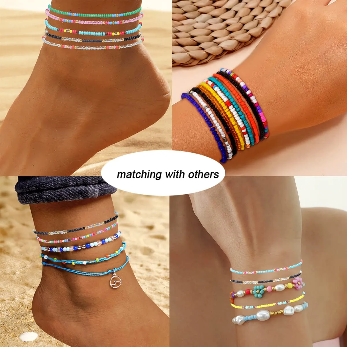 Handmade Summer String Bracelets for Women - Boho Braided Adjustable Beaded Waterproof Surfer Beach Bracelet Jewelry for Women Men