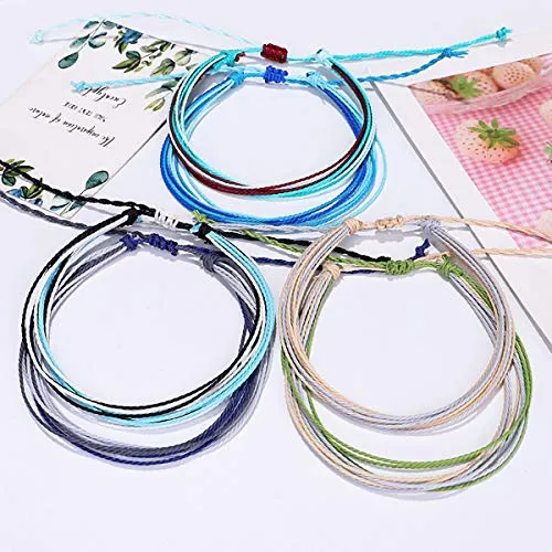Handmade Summer String Bracelets for Women - Boho Braided Adjustable Beaded Waterproof Surfer Beach Bracelet Jewelry for Women Men