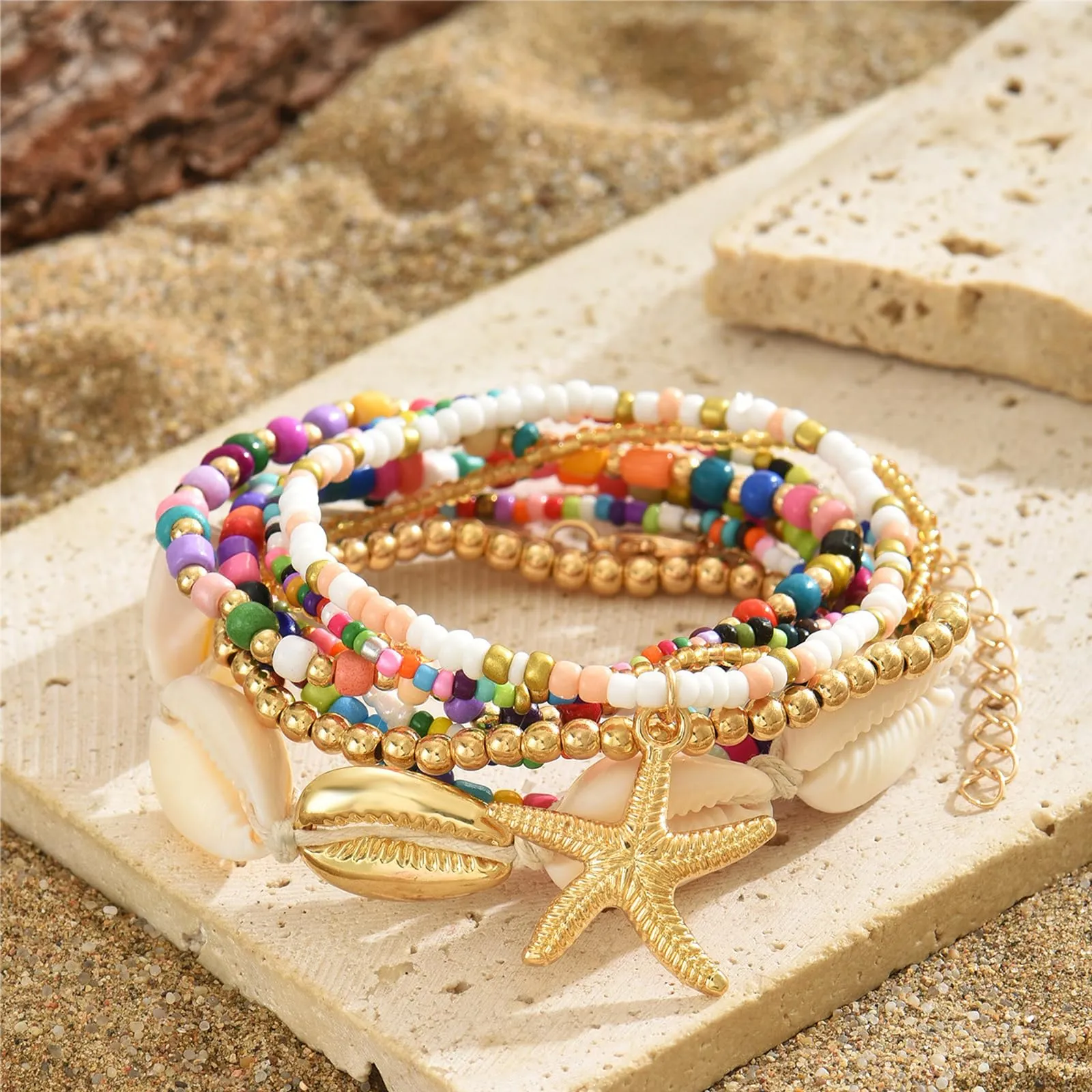 Handmade Summer String Bracelets for Women - Boho Braided Adjustable Beaded Waterproof Surfer Beach Bracelet Jewelry for Women Men