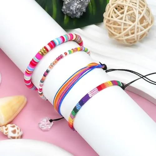 Handmade Summer String Bracelets for Women - Boho Braided Adjustable Beaded Waterproof Surfer Beach Bracelet Jewelry for Women Men