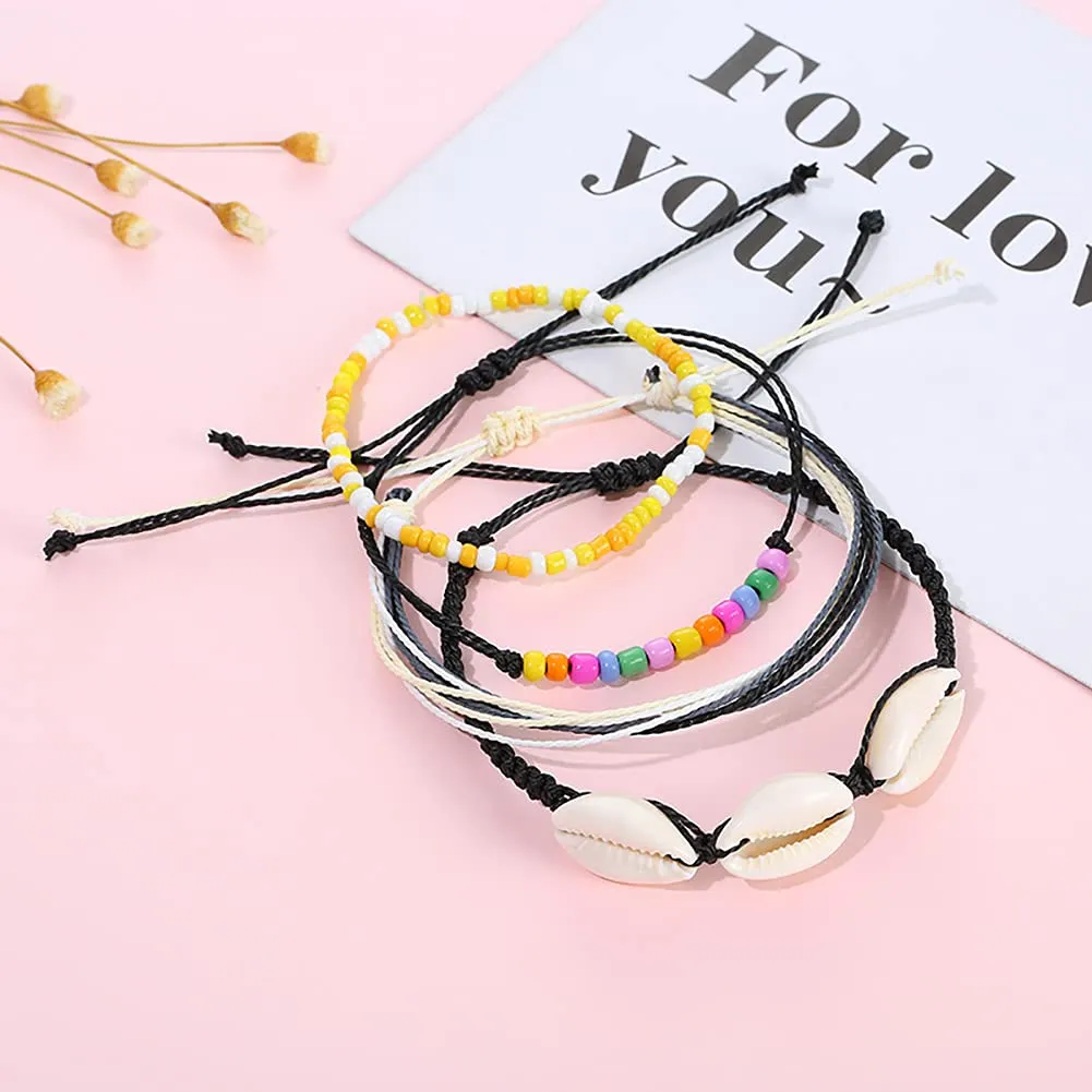 Handmade Summer String Bracelets for Women - Boho Braided Adjustable Beaded Waterproof Surfer Beach Bracelet Jewelry for Women Men