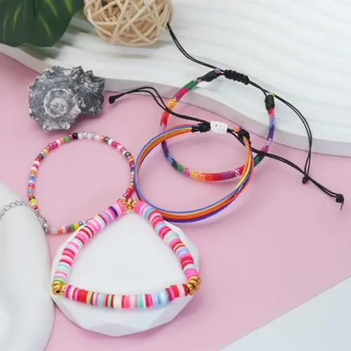 Handmade Summer String Bracelets for Women - Boho Braided Adjustable Beaded Waterproof Surfer Beach Bracelet Jewelry for Women Men