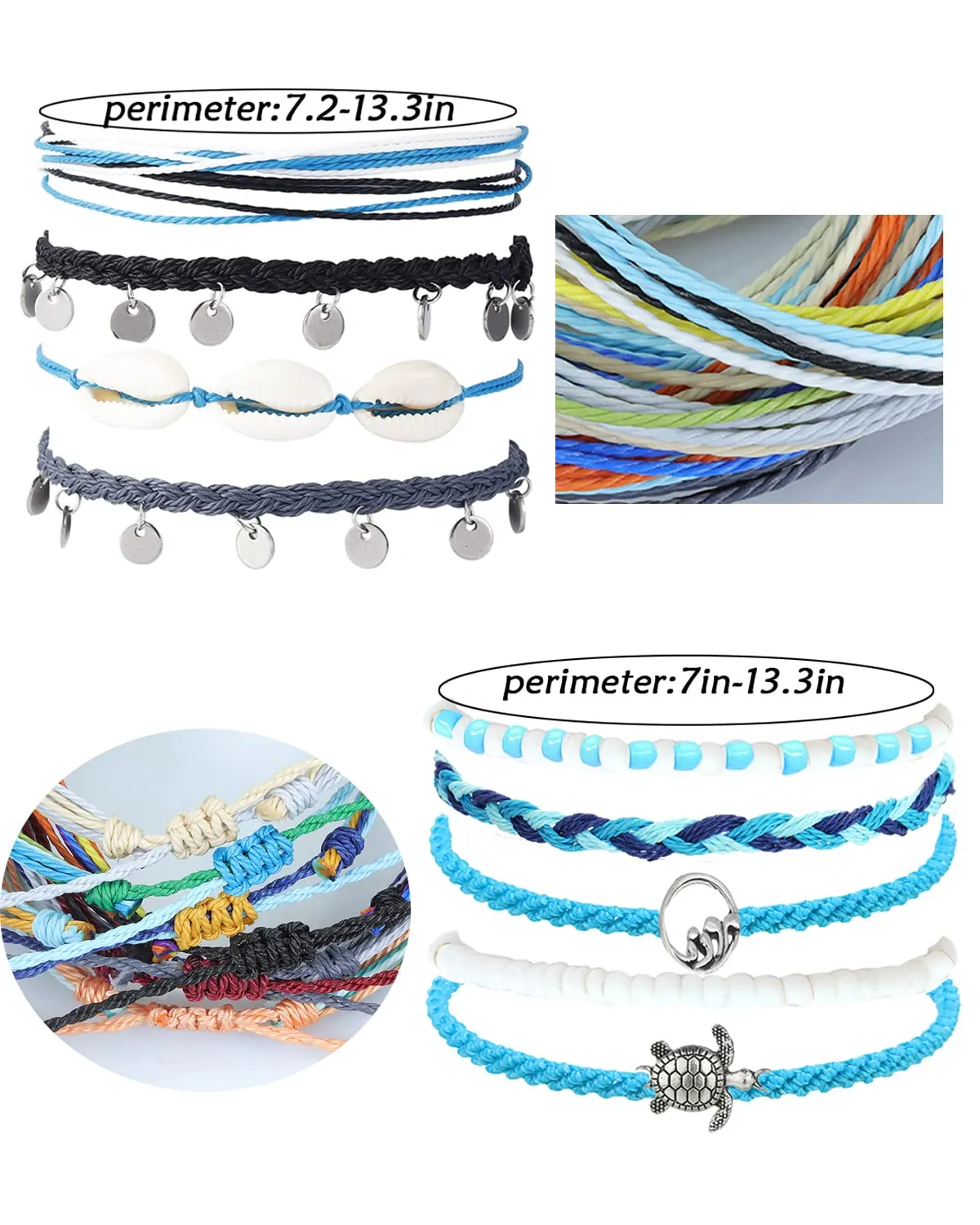 Handmade Summer String Bracelets for Women - Boho Braided Adjustable Beaded Waterproof Surfer Beach Bracelet Jewelry for Women Men