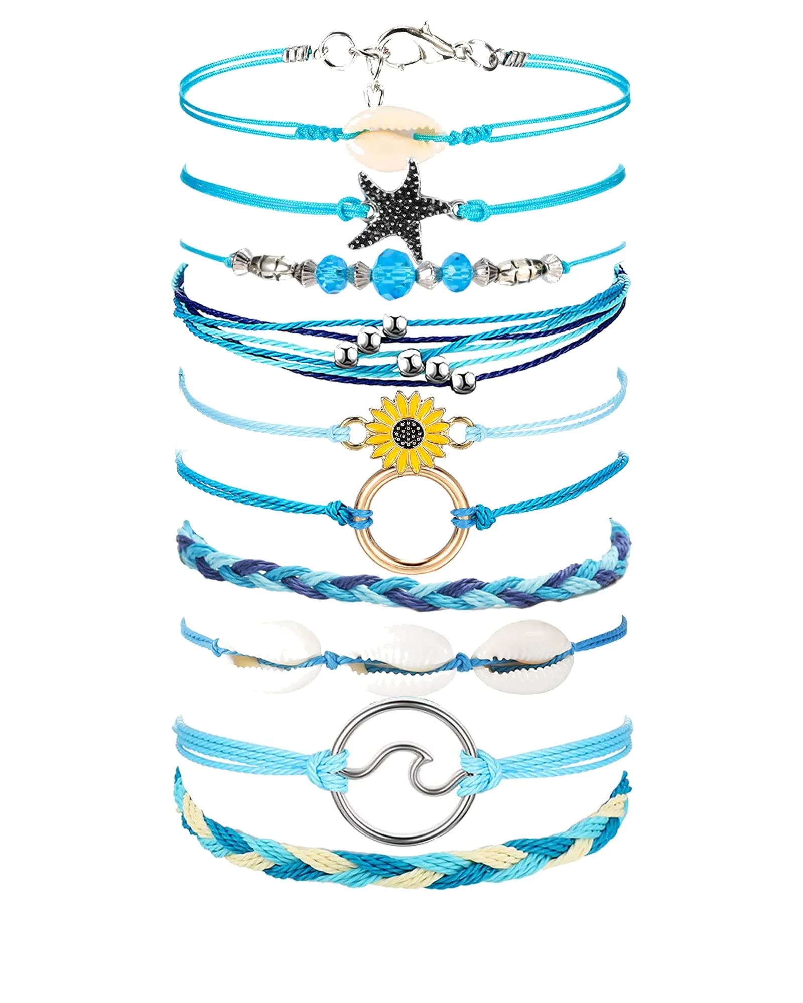 Handmade Summer String Bracelets for Women - Boho Braided Adjustable Beaded Waterproof Surfer Beach Bracelet Jewelry for Women Men