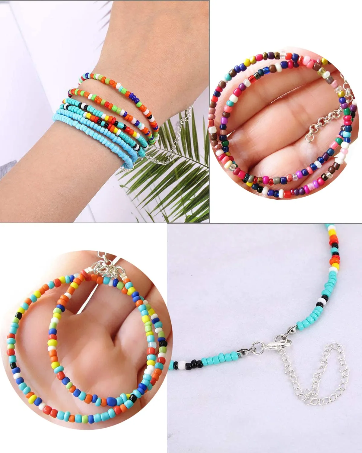 Handmade Summer String Bracelets for Women - Boho Braided Adjustable Beaded Waterproof Surfer Beach Bracelet Jewelry for Women Men