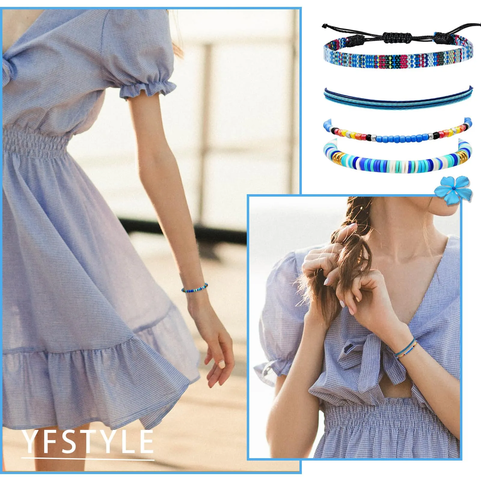 Handmade Summer String Bracelets for Women - Boho Braided Adjustable Beaded Waterproof Surfer Beach Bracelet Jewelry for Women Men