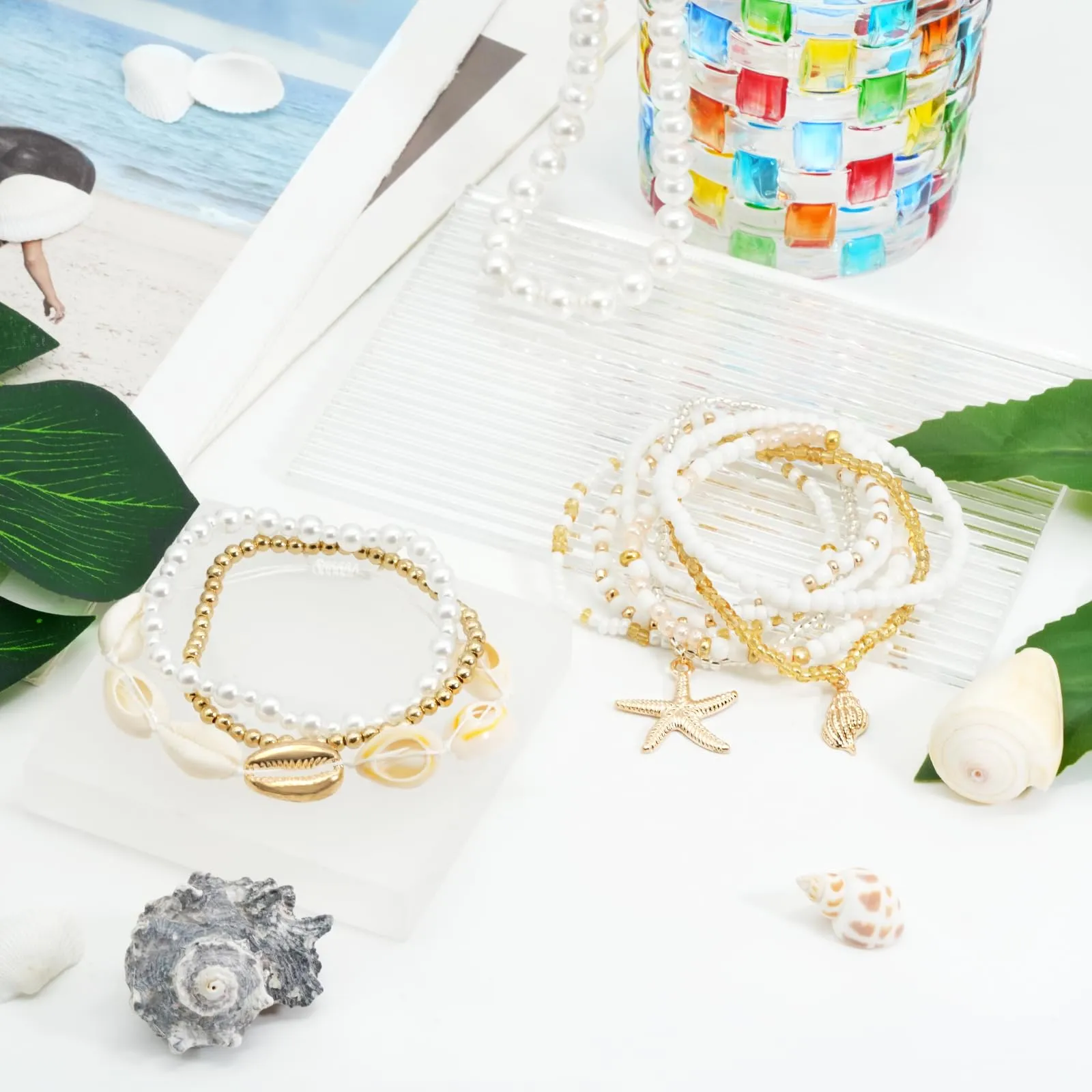 Handmade Summer String Bracelets for Women - Boho Braided Adjustable Beaded Waterproof Surfer Beach Bracelet Jewelry for Women Men