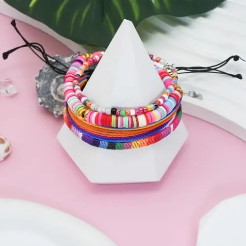 Handmade Summer String Bracelets for Women - Boho Braided Adjustable Beaded Waterproof Surfer Beach Bracelet Jewelry for Women Men