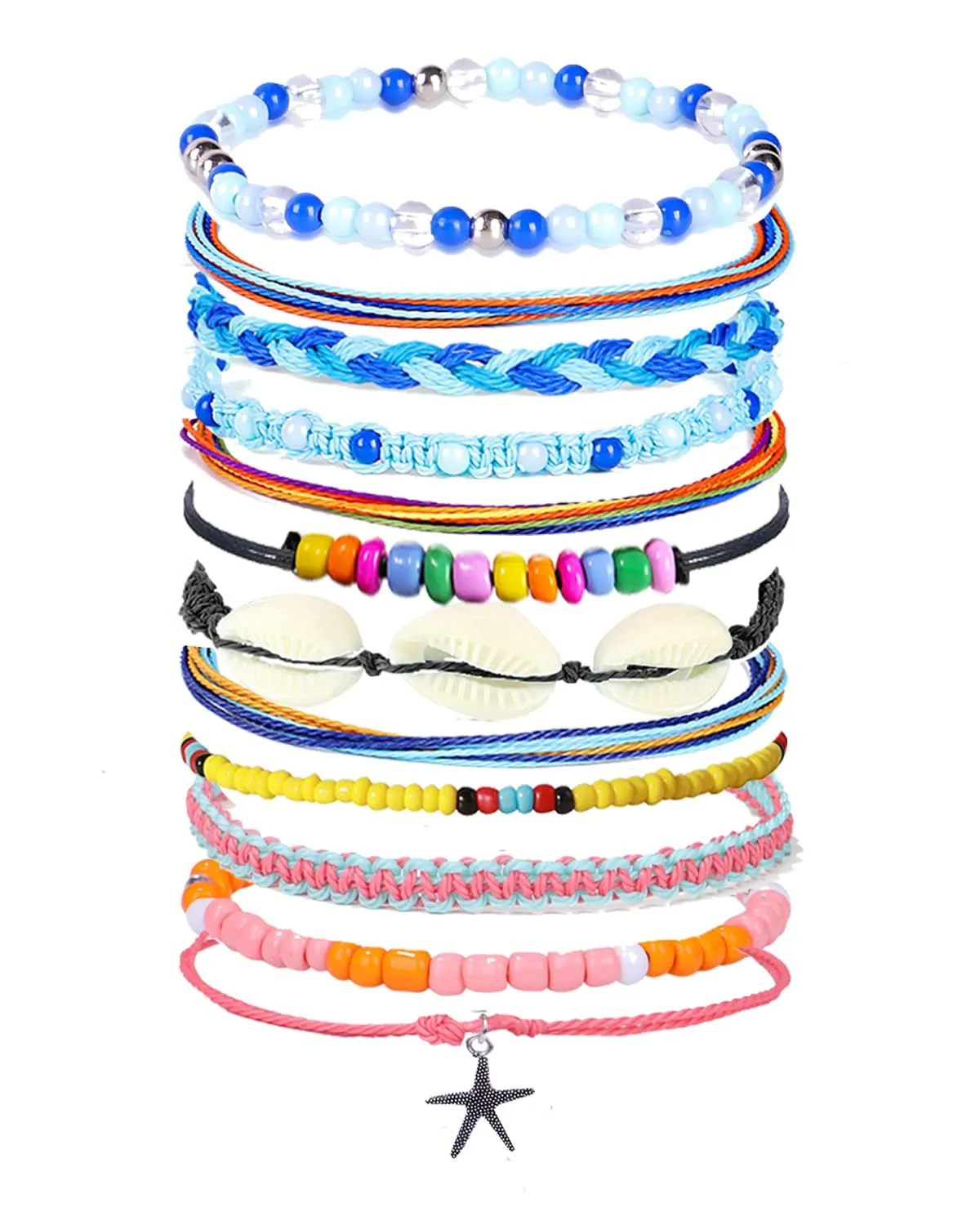 Handmade Summer String Bracelets for Women - Boho Braided Adjustable Beaded Waterproof Surfer Beach Bracelet Jewelry for Women Men
