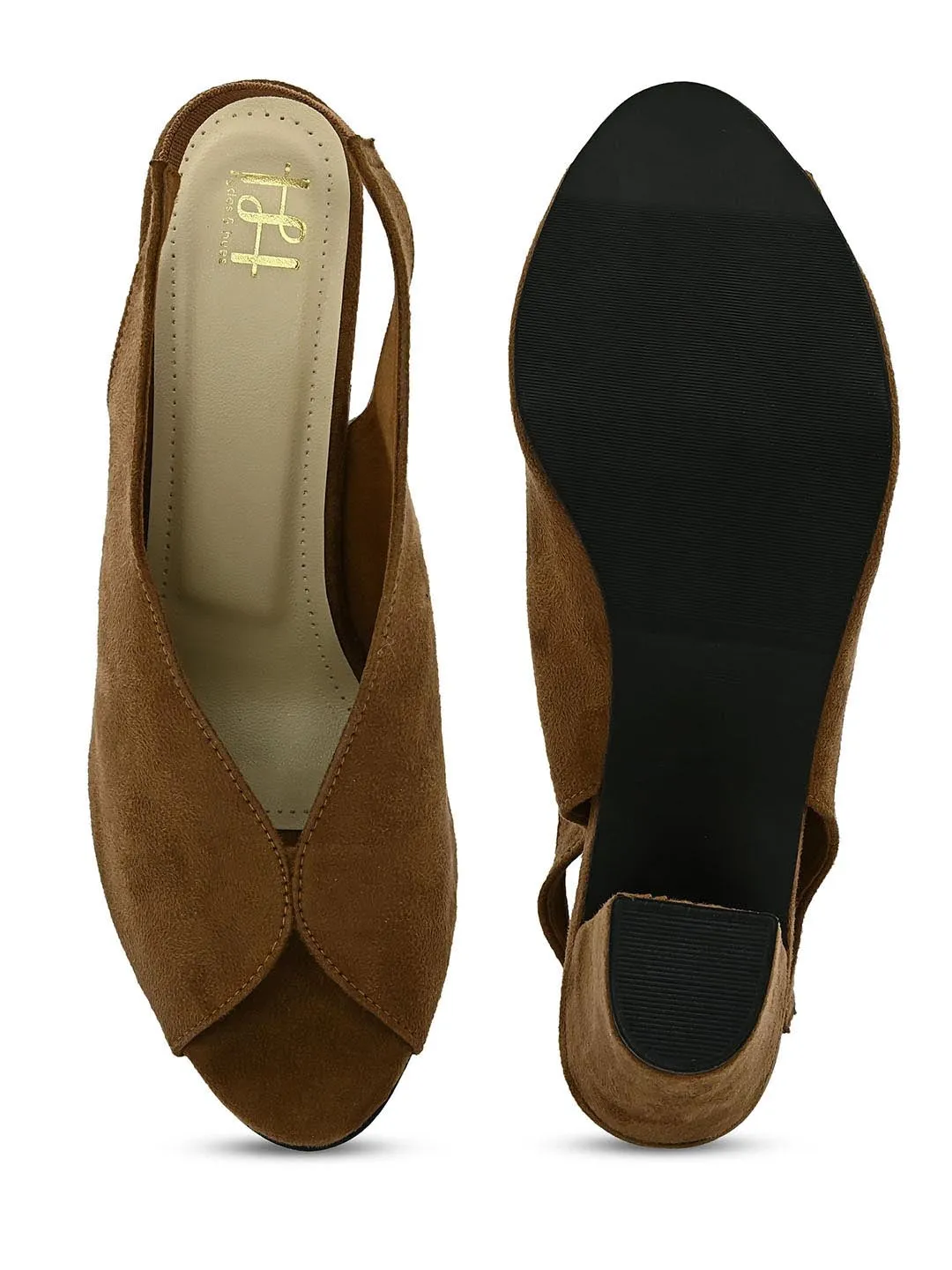 Hydes N Hues Tan Block Peep Toes