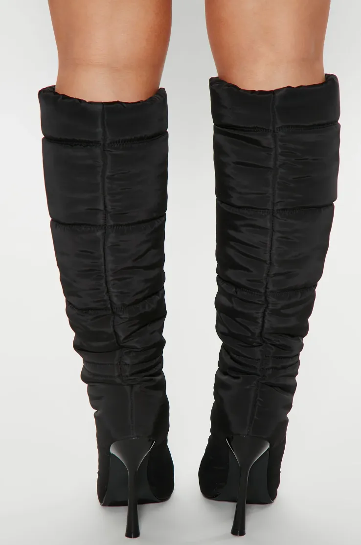 In With The New Knee High Boots - Black