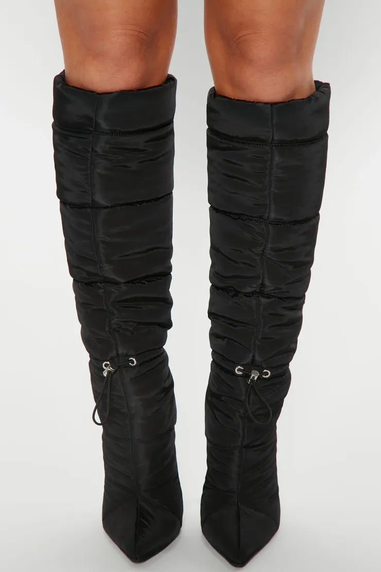 In With The New Knee High Boots - Black