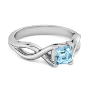 Infinity Band Square Cut 0.50 Ctw Blue Topaz Women Wedding Ring