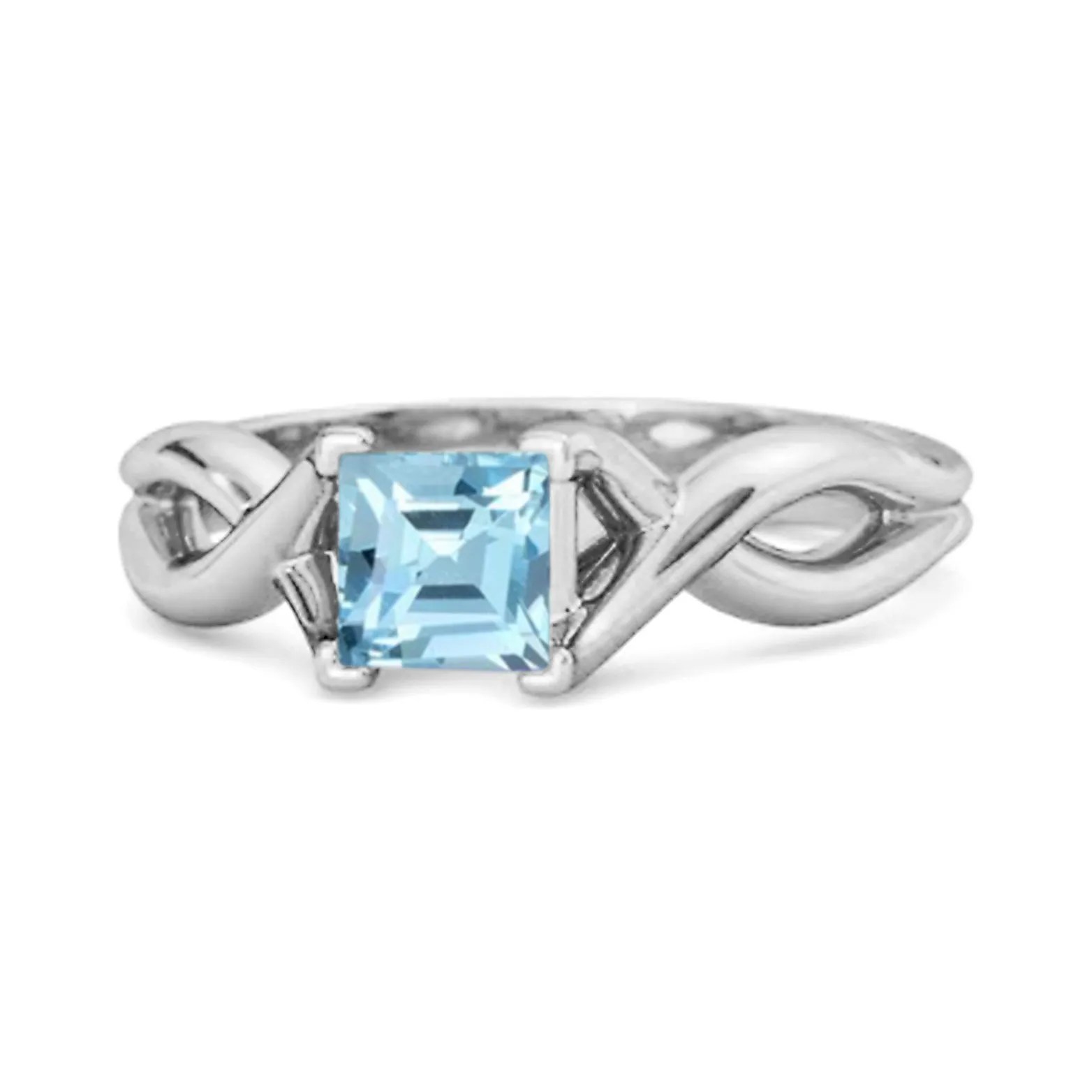 Infinity Band Square Cut 0.50 Ctw Blue Topaz Women Wedding Ring