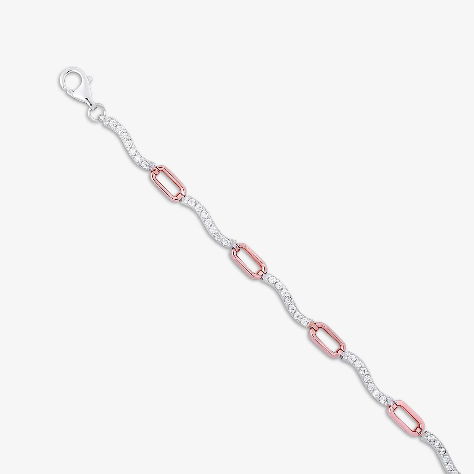 Interlinked 925 Sterling Silver S-Shape Chain Bracelet