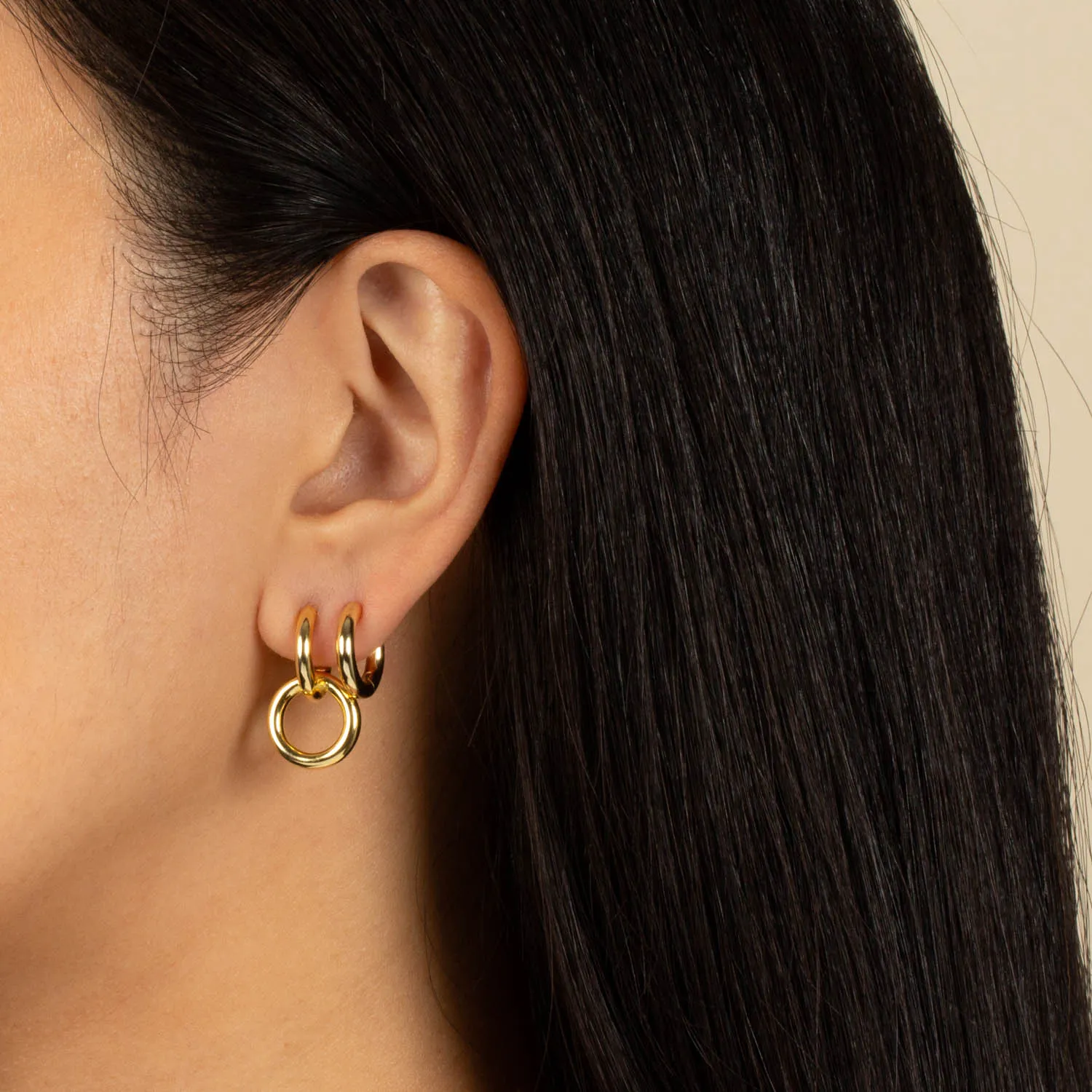 Interlocked Double Hoop Huggie Earring
