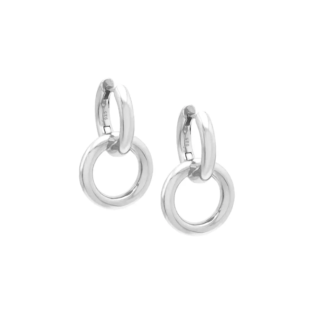 Interlocked Double Hoop Huggie Earring