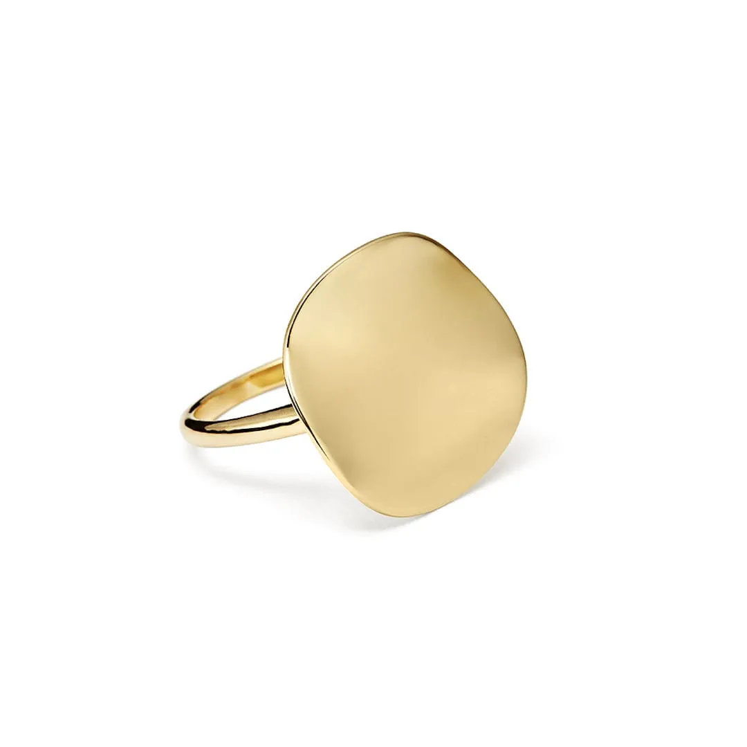 Ippolita Yellow Gold Classico Wavy Disc Ring