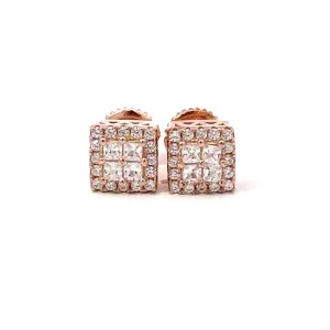 IRRADIATE 925 CZ ROSE GOLD ICED OUT EARRINGS | 9212735