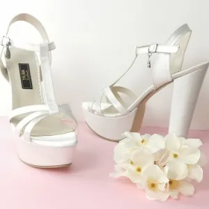 Ivory Satin Bridal Chunky Heels