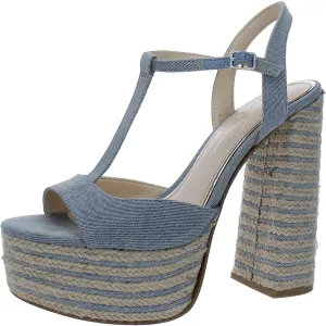Jessica Simpson Womens Ameeka Denim Peep-Toe Platform Heels 9.5 Medium (B,M)