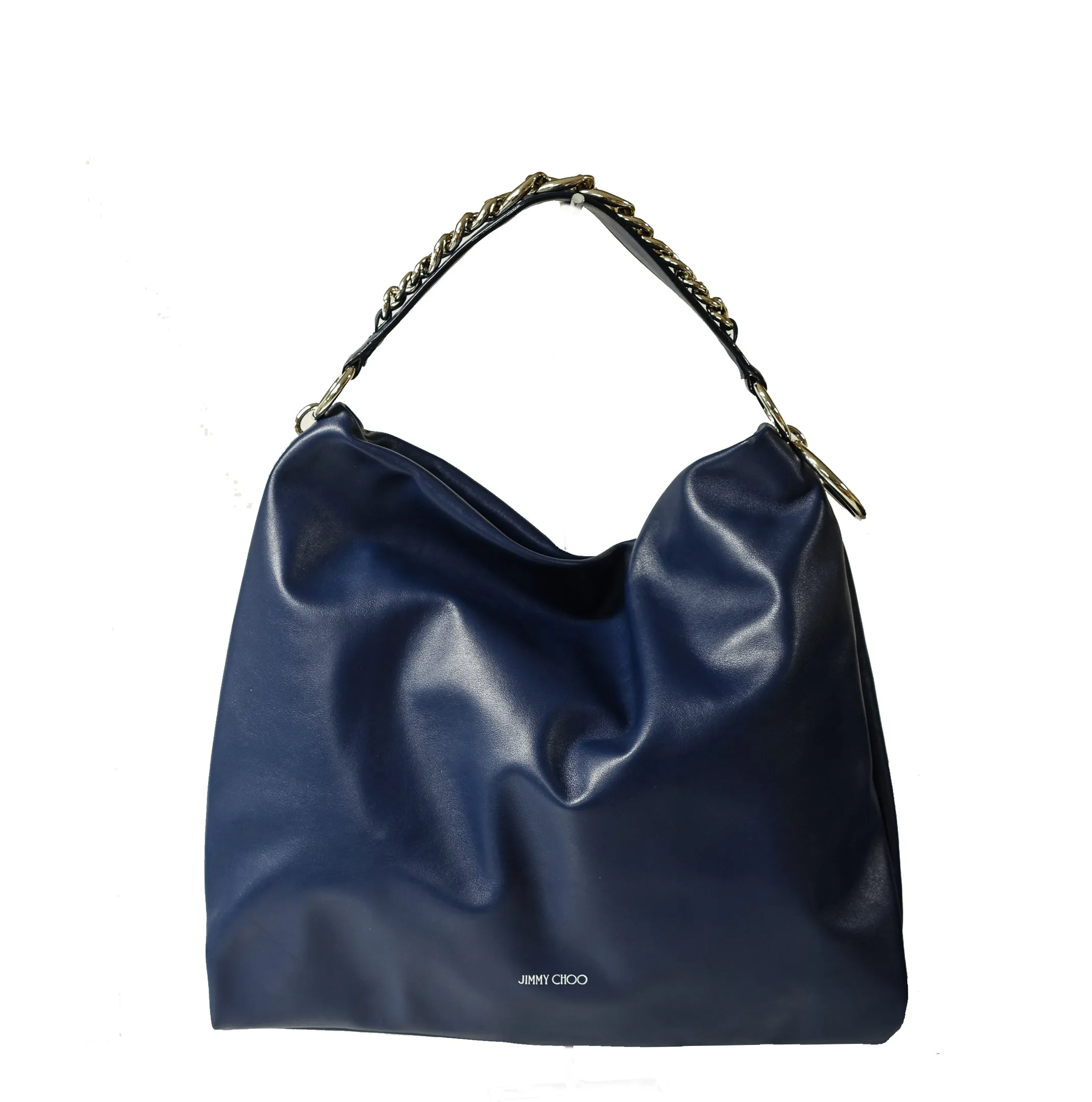 Jimmy Choo Women's Blue Leather Hobo Bag with Chain & Leather Handle
