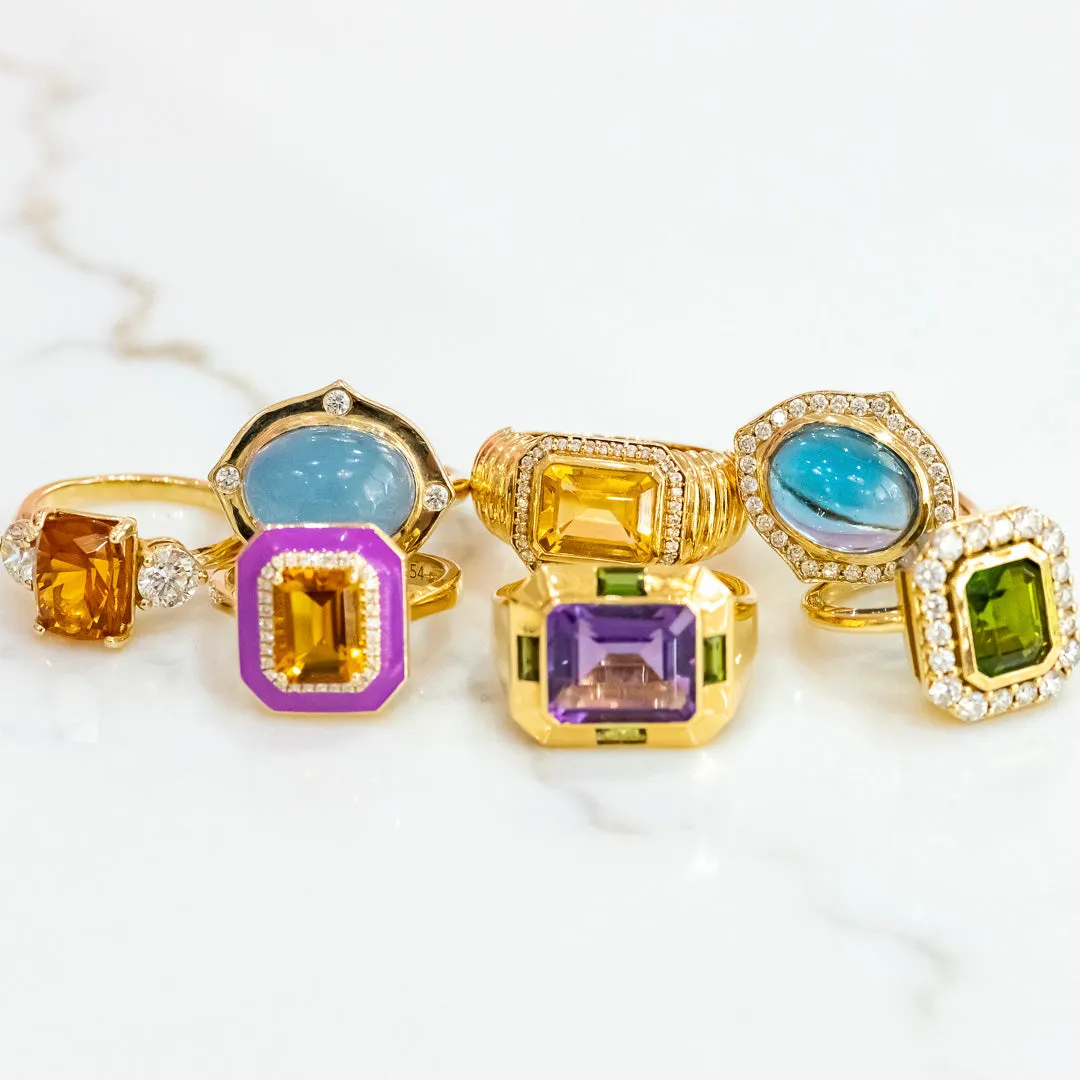 Jimmy Madeira Citrine & Purple Enamel Ring
