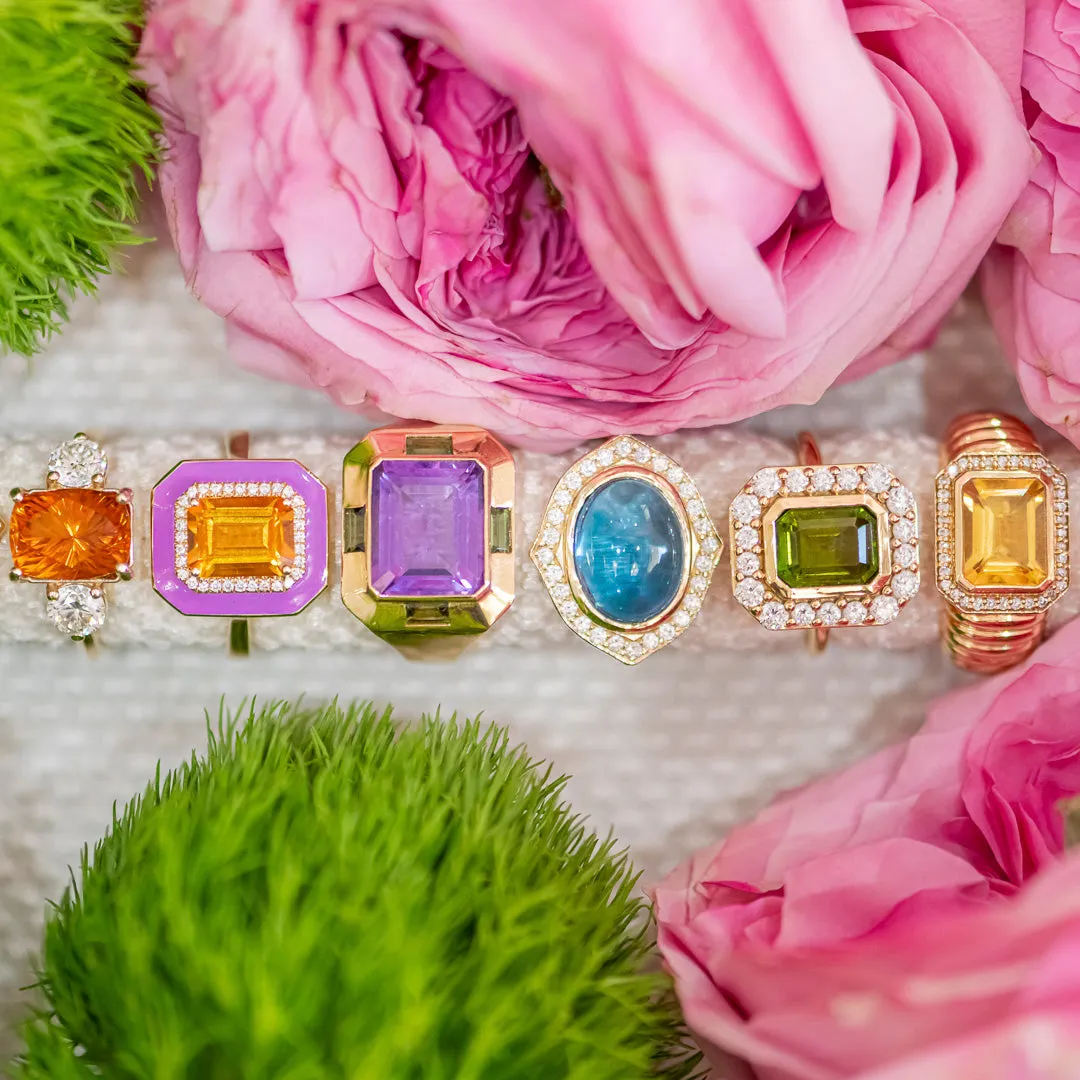 Jimmy Madeira Citrine & Purple Enamel Ring
