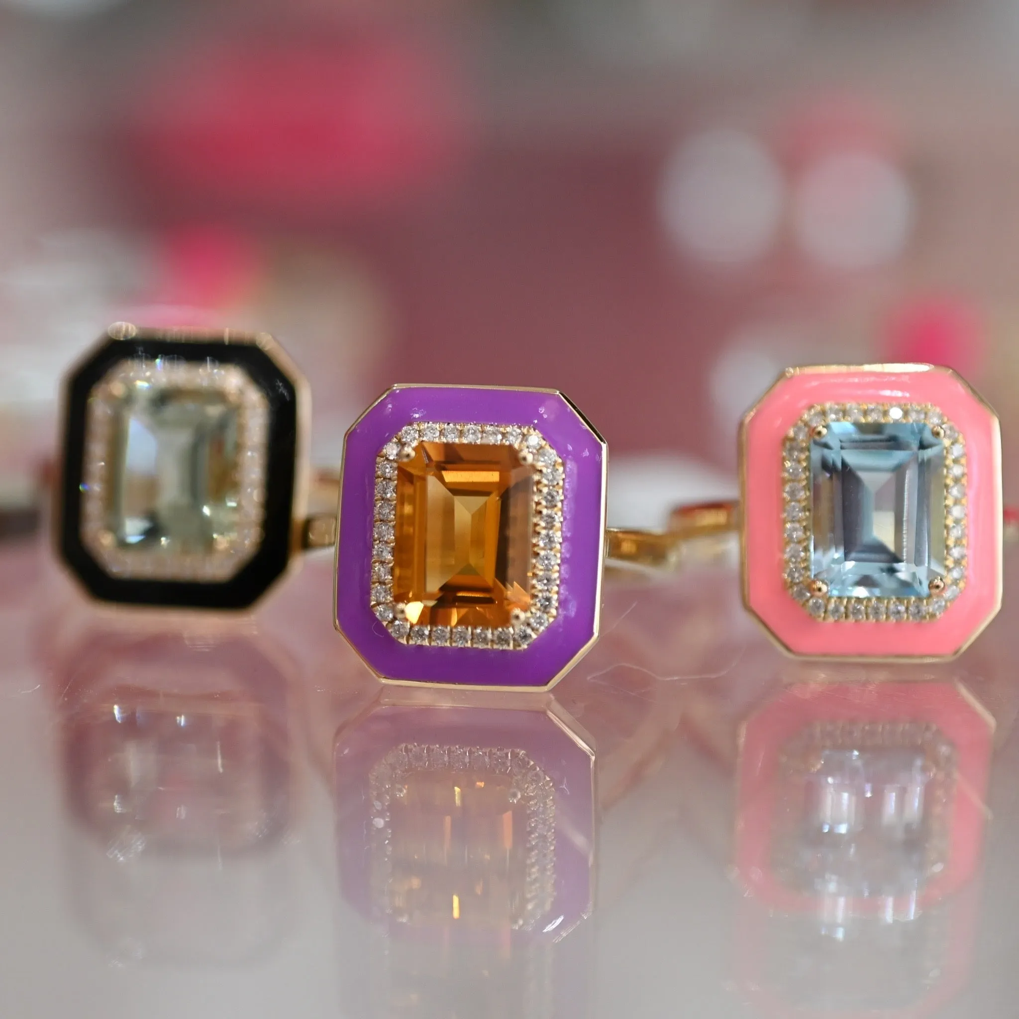 Jimmy Madeira Citrine & Purple Enamel Ring