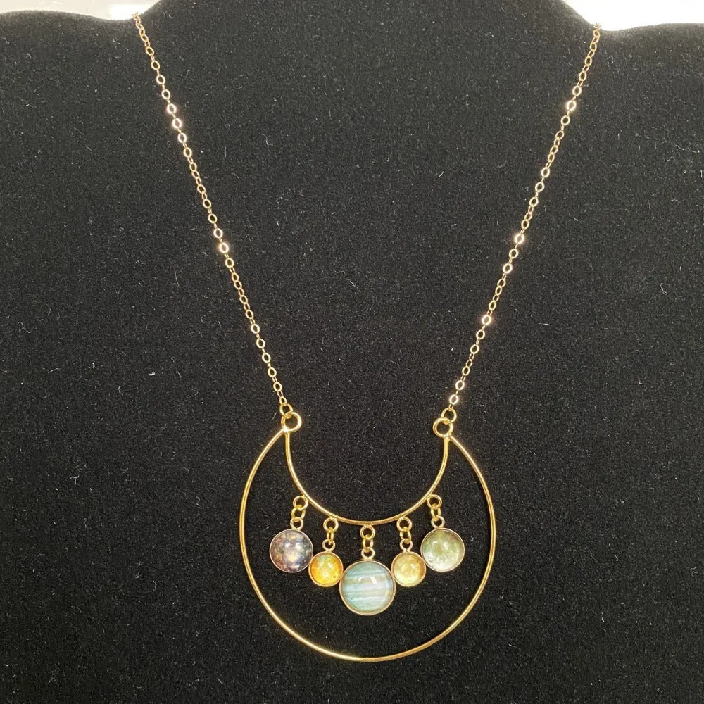 Jupiter & Galilean Moons Gold Necklace