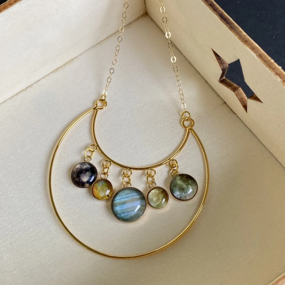 Jupiter & Galilean Moons Gold Necklace
