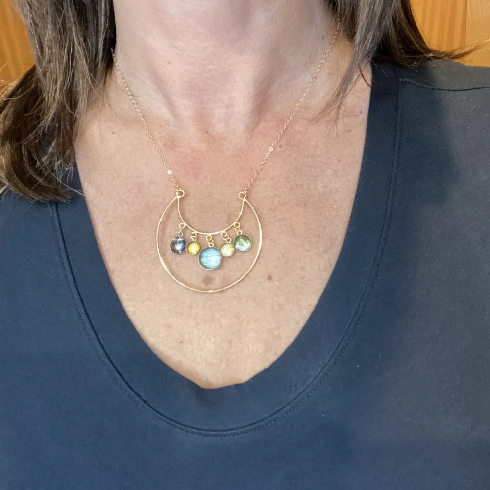 Jupiter & Galilean Moons Gold Necklace