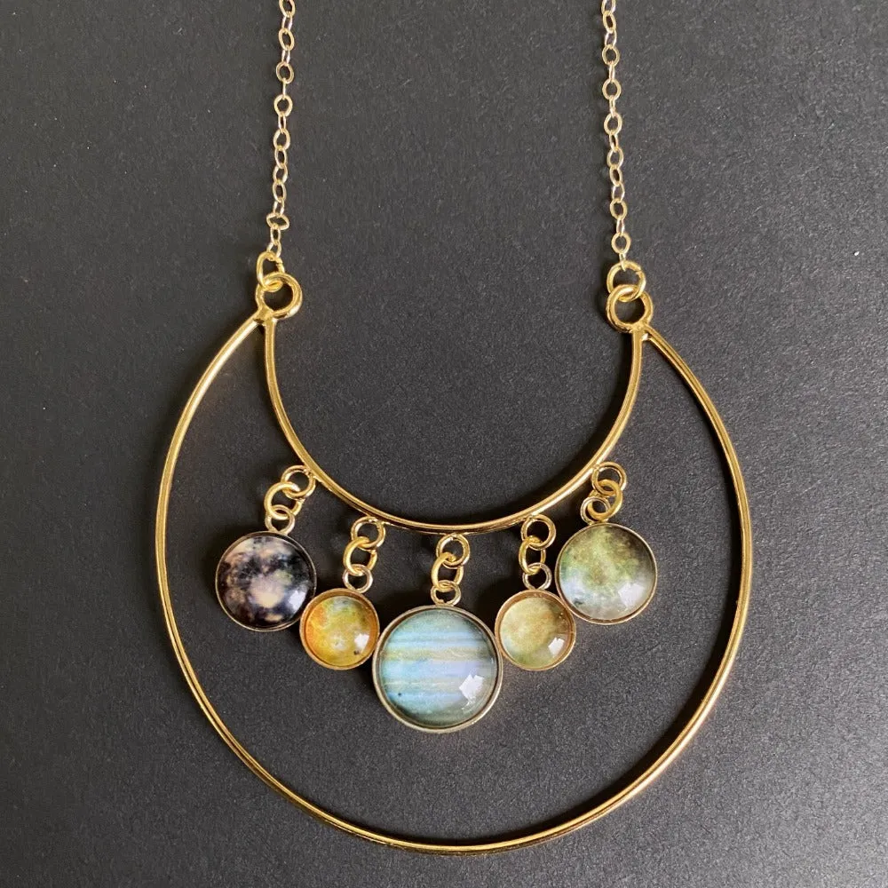 Jupiter & Galilean Moons Gold Necklace