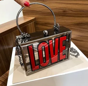 Just Love Luxury handbags love letter women famous brands clear acrylic handbag designer
