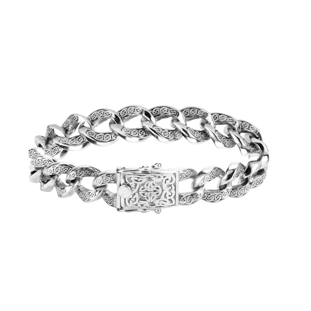 Keith Jack Celtic Knot Sterling Silver Heavy Curb Bracelet
