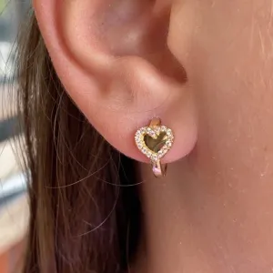 Kids 14K Gold Huggie Earrings with CZ