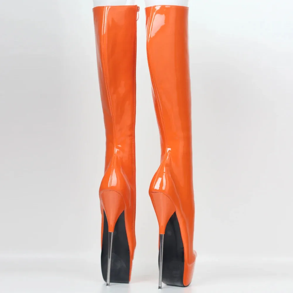 Knee-High Boots Super High Heel Stiletto Metal Thin Heels Platform Women