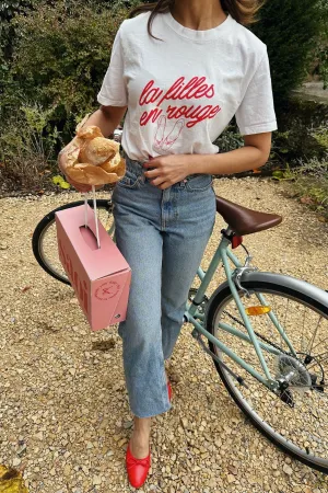 La Filles en Rouge T-Shirt in White