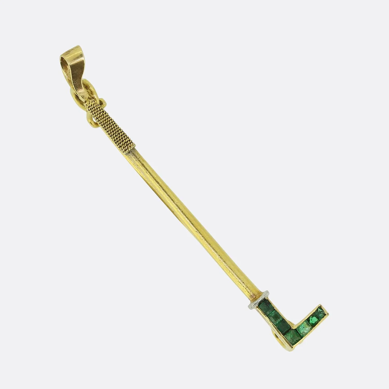 Lacloche Frères Emerald Riding Crop Brooch