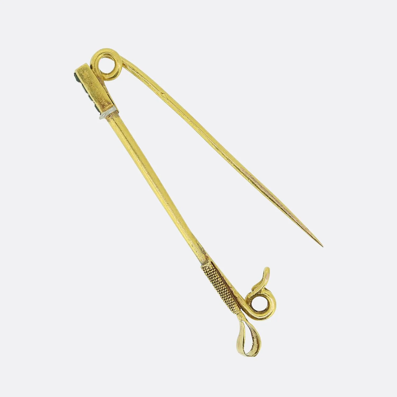 Lacloche Frères Emerald Riding Crop Brooch