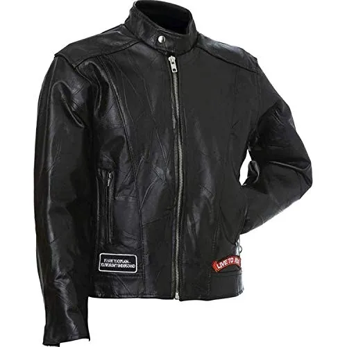 Ladies' Rock Design Genuine Buffalo Leather Motorcycle Jacket