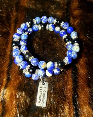 Lapis Lazuli 3 Memory Wire Bracelet