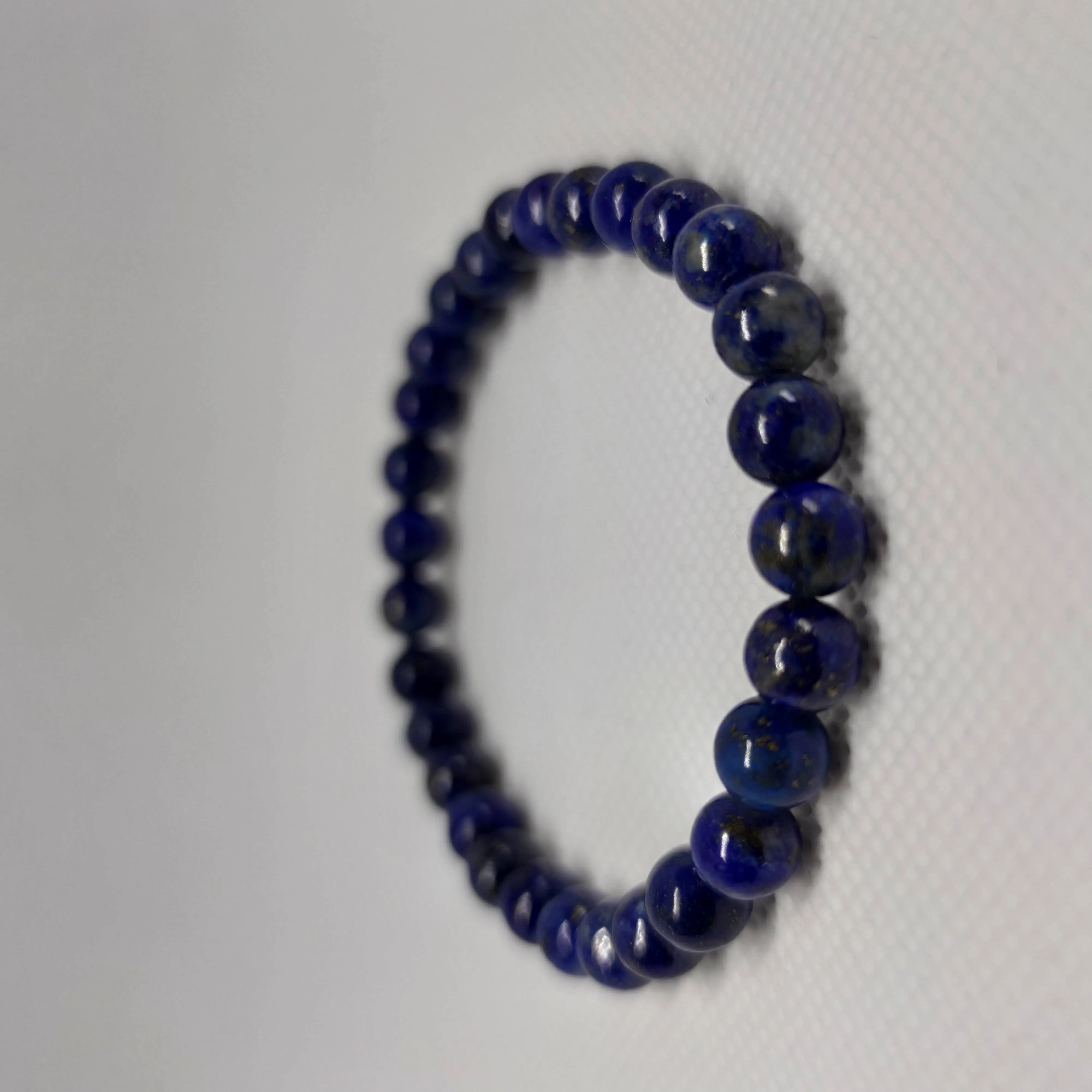 Lapis Lazuli Round Bead Crystal Bracelet