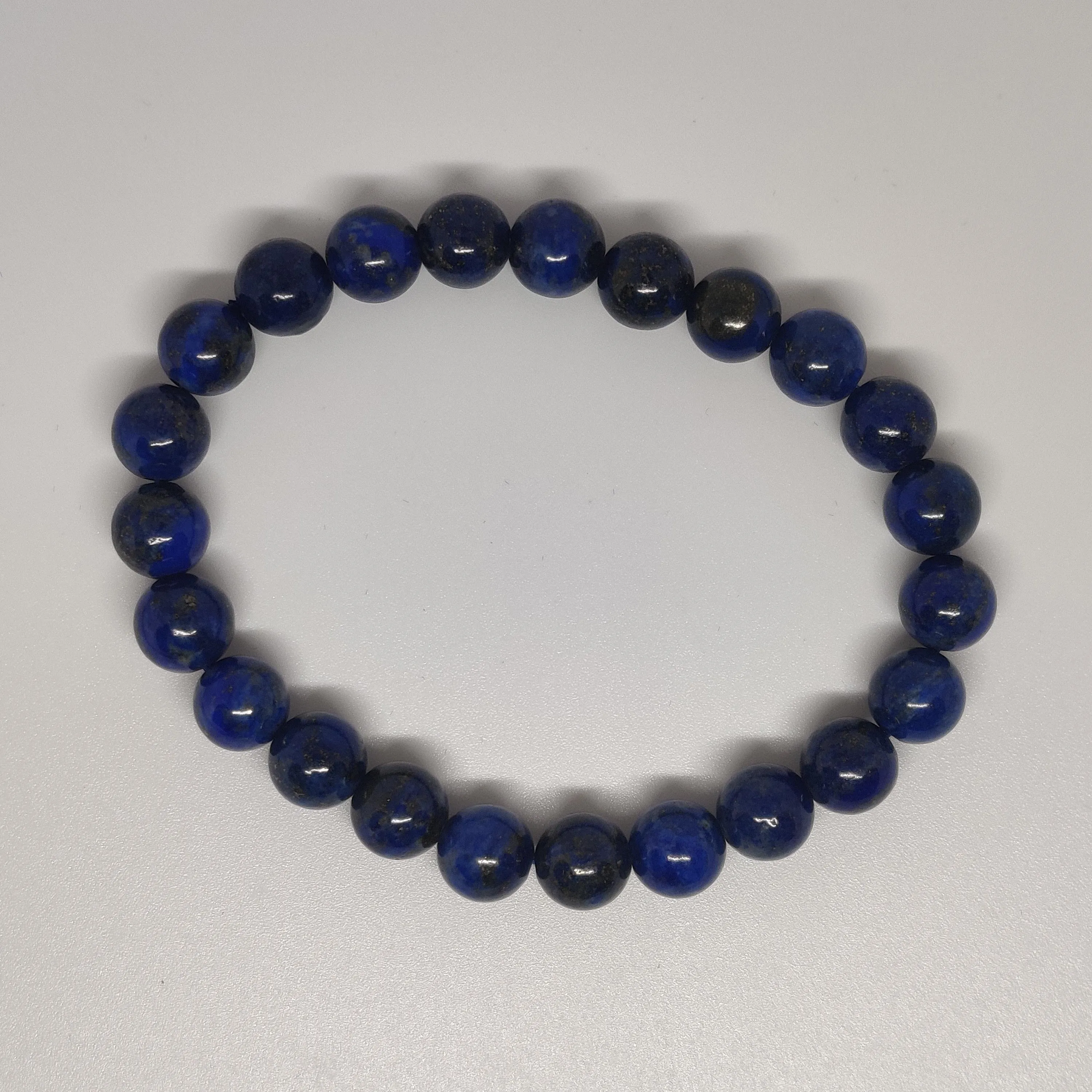 Lapis Lazuli Round Bead Crystal Bracelet