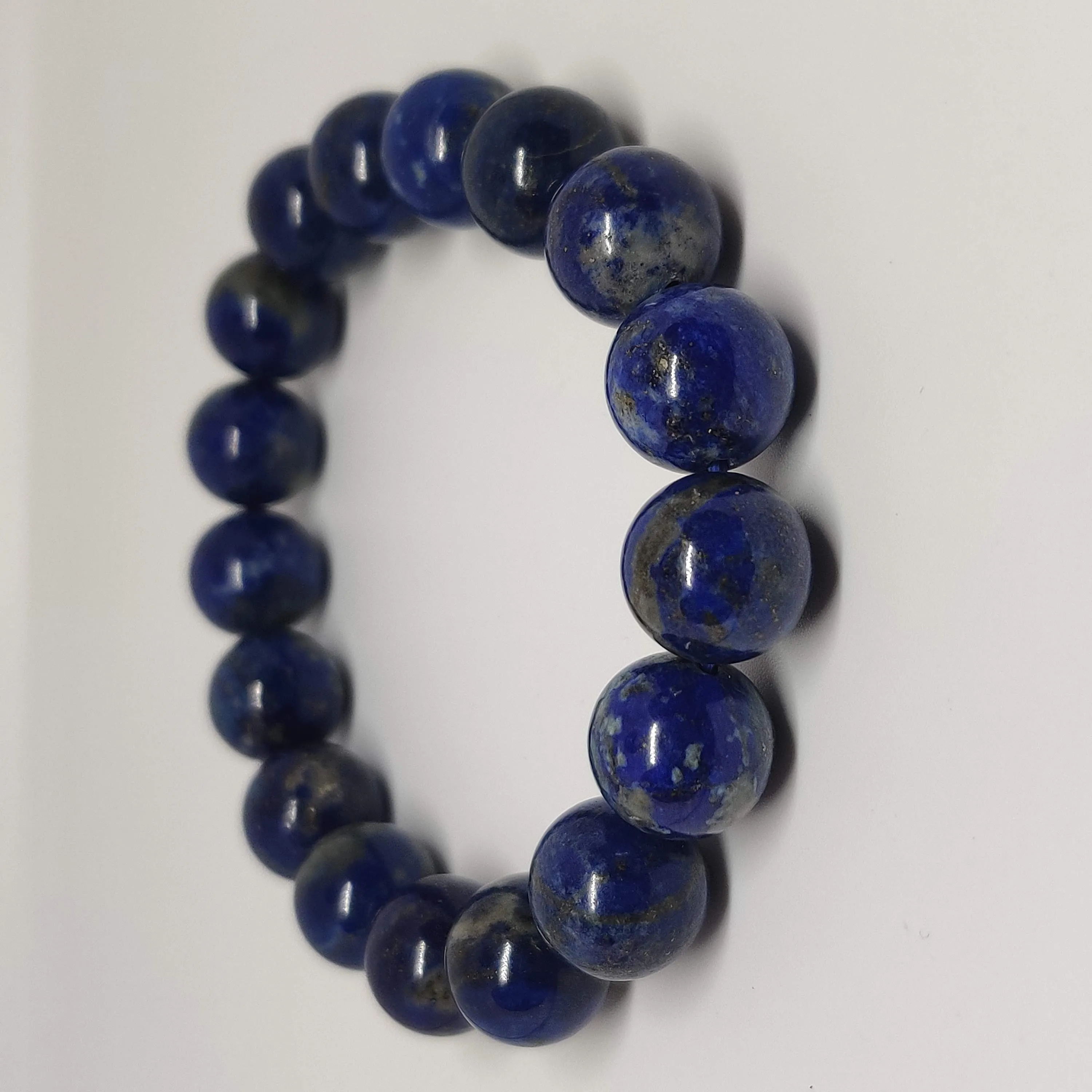 Lapis Lazuli Round Bead Crystal Bracelet
