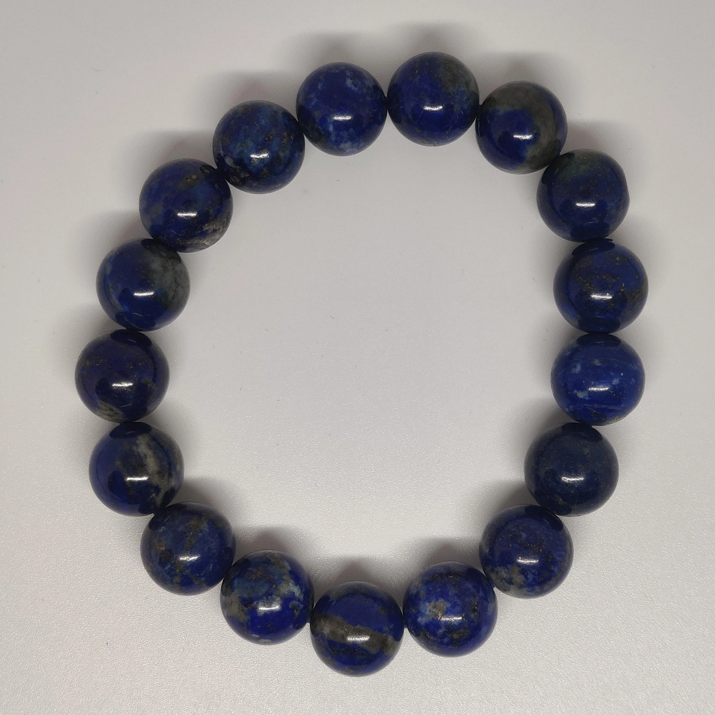 Lapis Lazuli Round Bead Crystal Bracelet