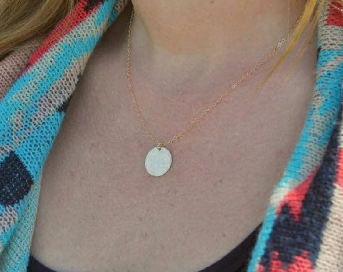 Large Hammered Gold Disk Necklace