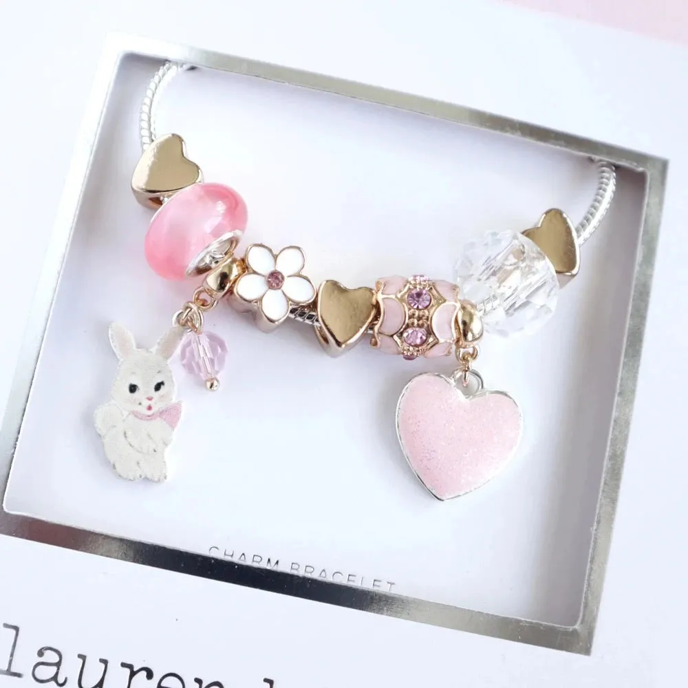 LAUREN HINKLEY FLORAL DREAMS BUNNY CHARM BRACELET